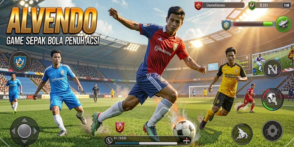 Tampilan menarik dari gameplay sepak bola ALVENDO.