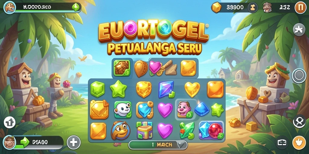 Gambaran gameplay EUROTOGEL dengan elemen Match-3 yang seru.