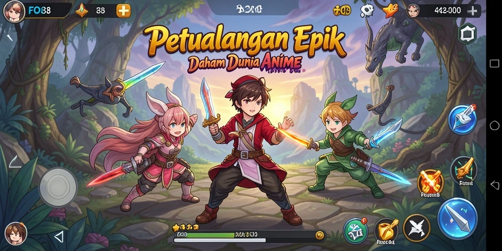 Tampilan gameplay seru dengan karakter Anime yang menakjubkan.