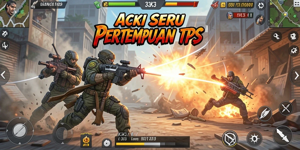 Tampilan seru gameplay K3K3 dengan aksi tembak-menembak yang mendebarkan.