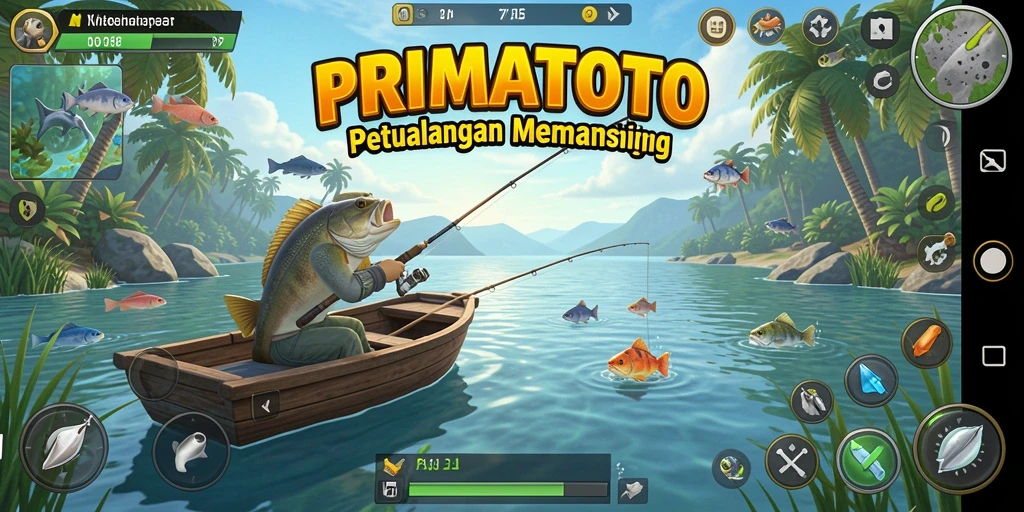 Gameplay menarik dari PRIMATOTO dengan aksi memancing yang seru.