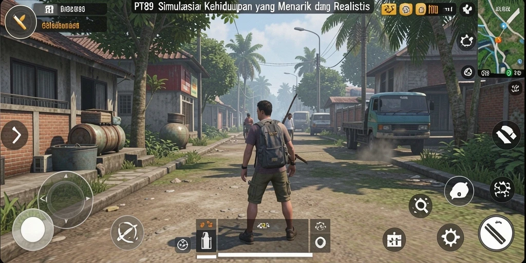 Tampilan utama gameplay PT89 menunjukkan berbagai karakter dan lingkungan yang beragam.